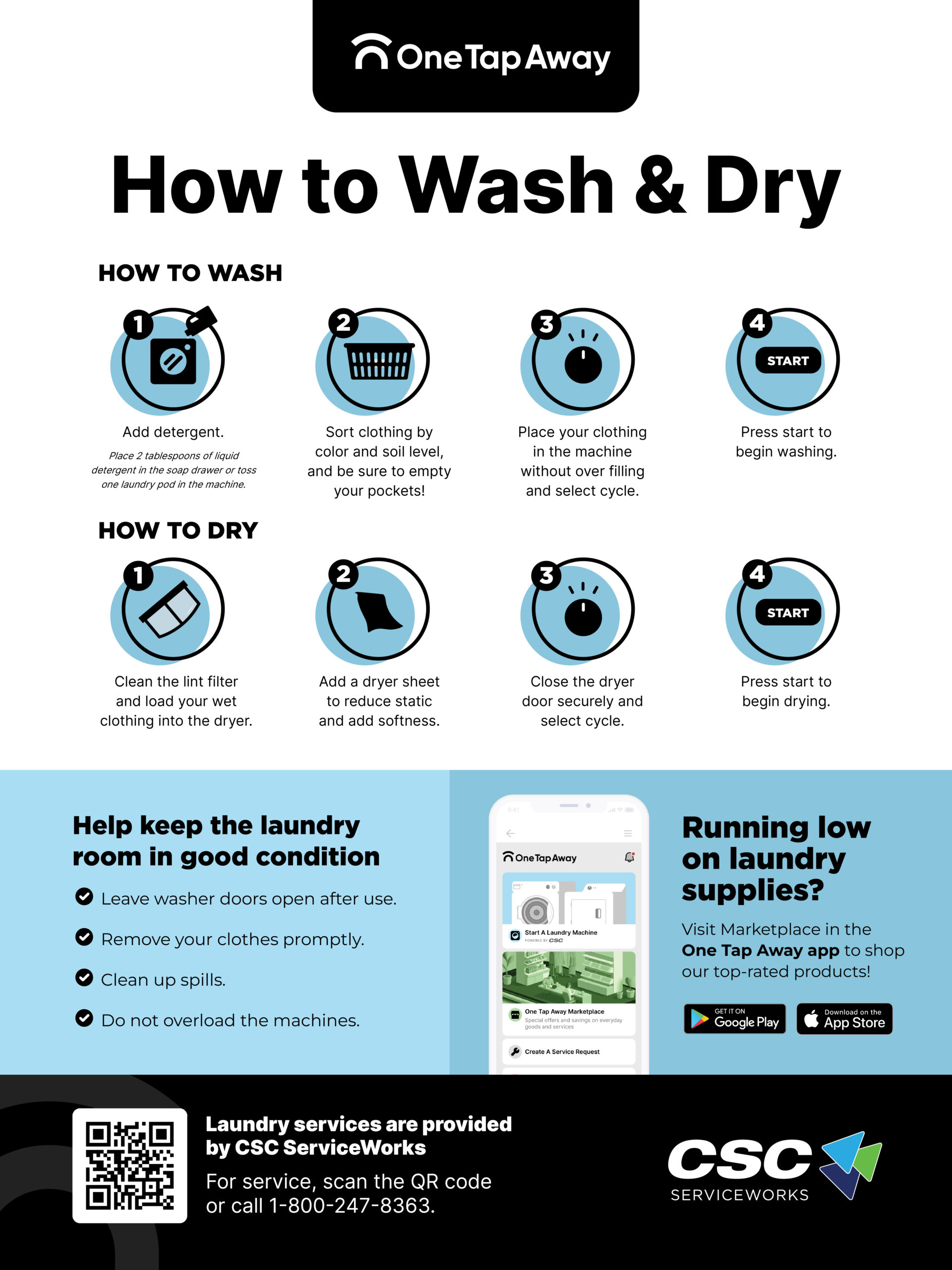 How to Wash & Dry Poster (Free Vend)
